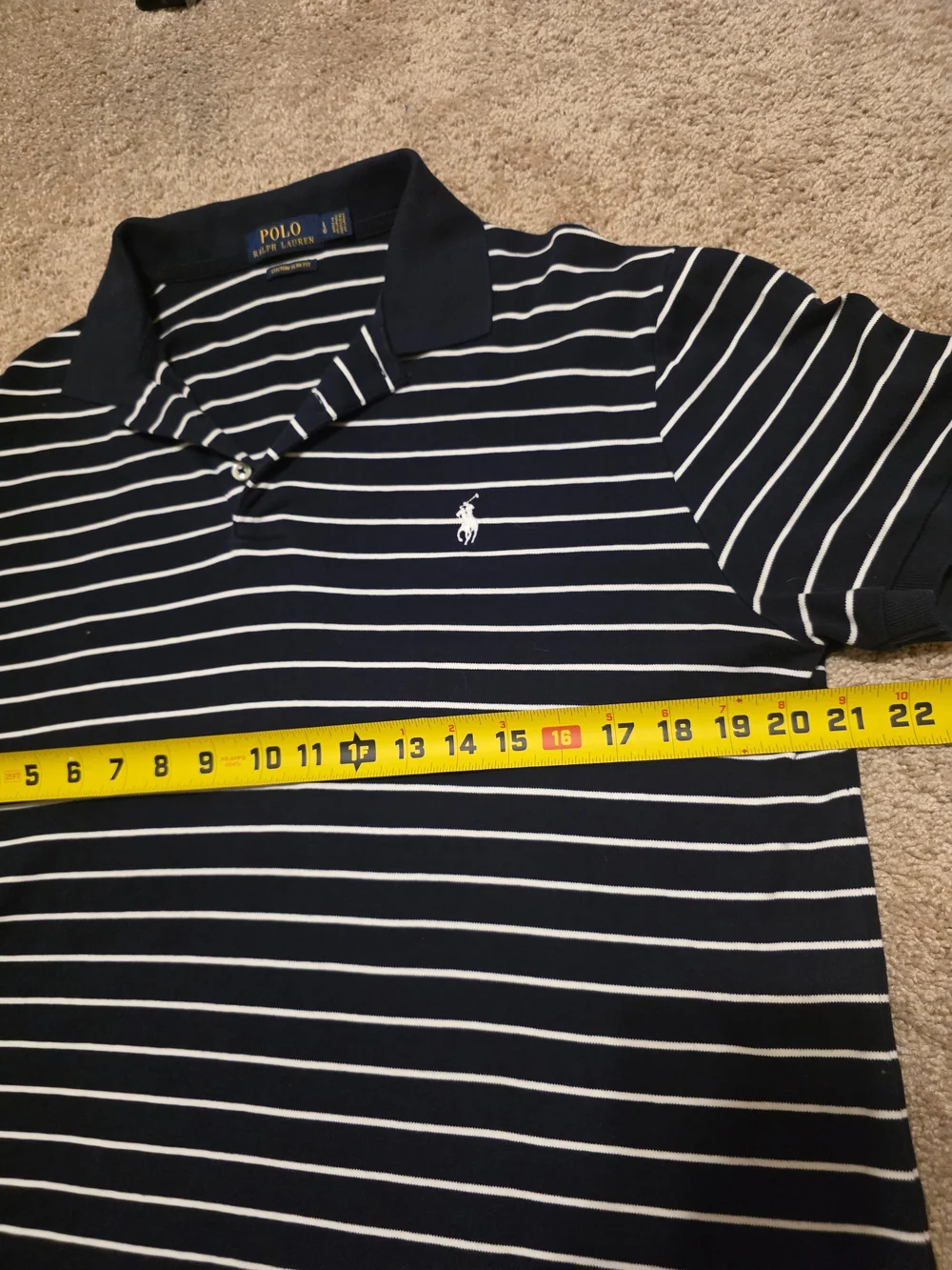 Ralph Lauren Navy & White Striped Polo Shirt